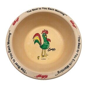 Vintage Kelloggs Corn Flakes Cereal Bowl Corny the Rooster 1995